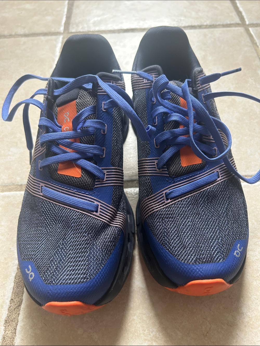 On Cloud Running Women’s Athletic Shoes in Blue with Orange Accents